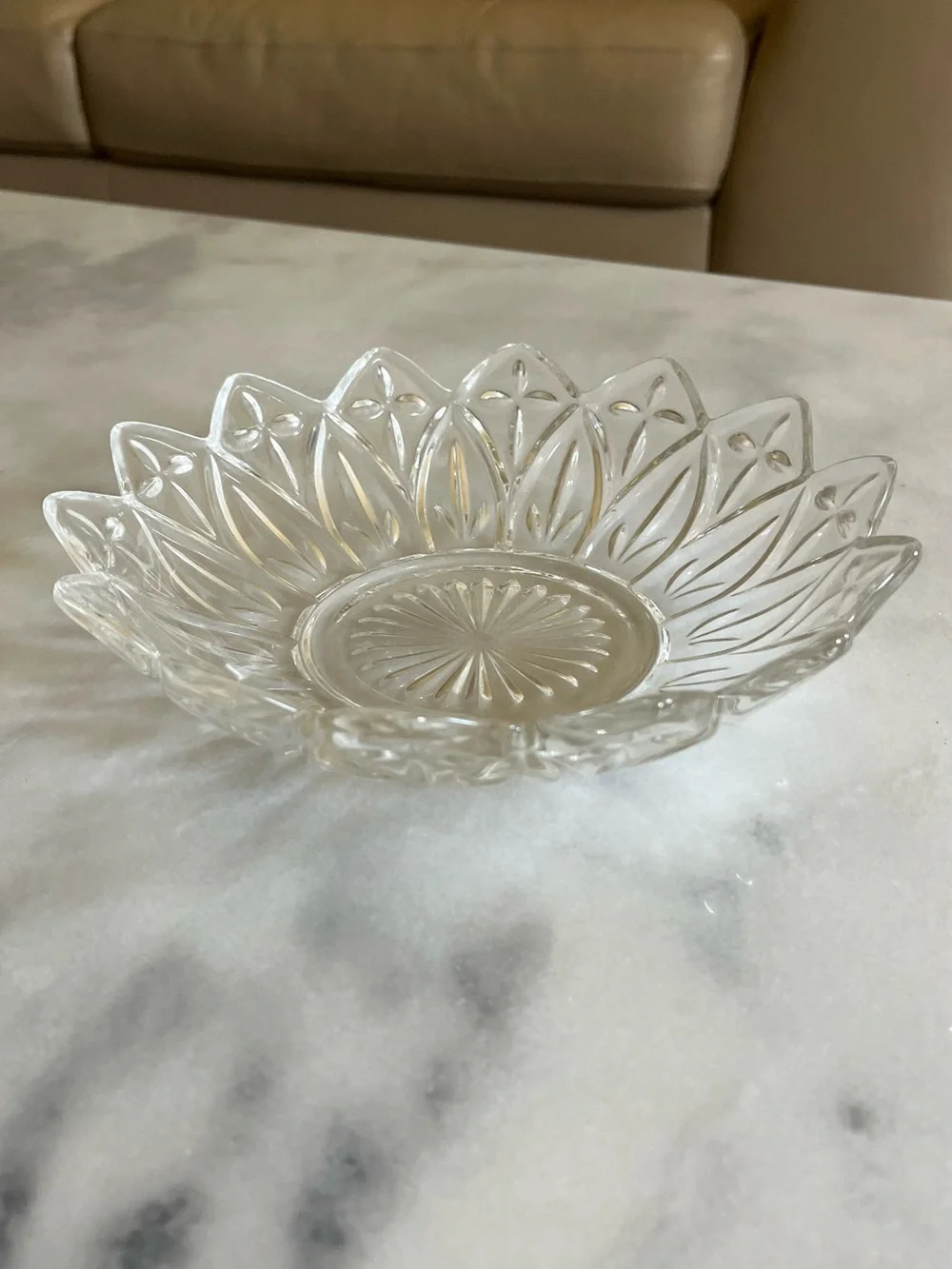 Translucent Privacy Glass Dining | Clear Glass Floral Serving Bowl Decorative Petal Design | Poshmark